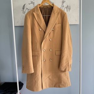 Black & Brown Wool-Cashmere Overcoat in 42L